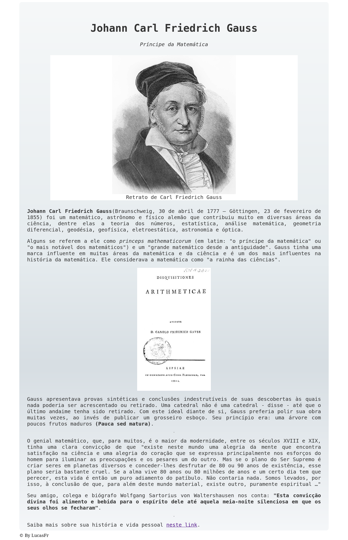 Gauss Tribute Page